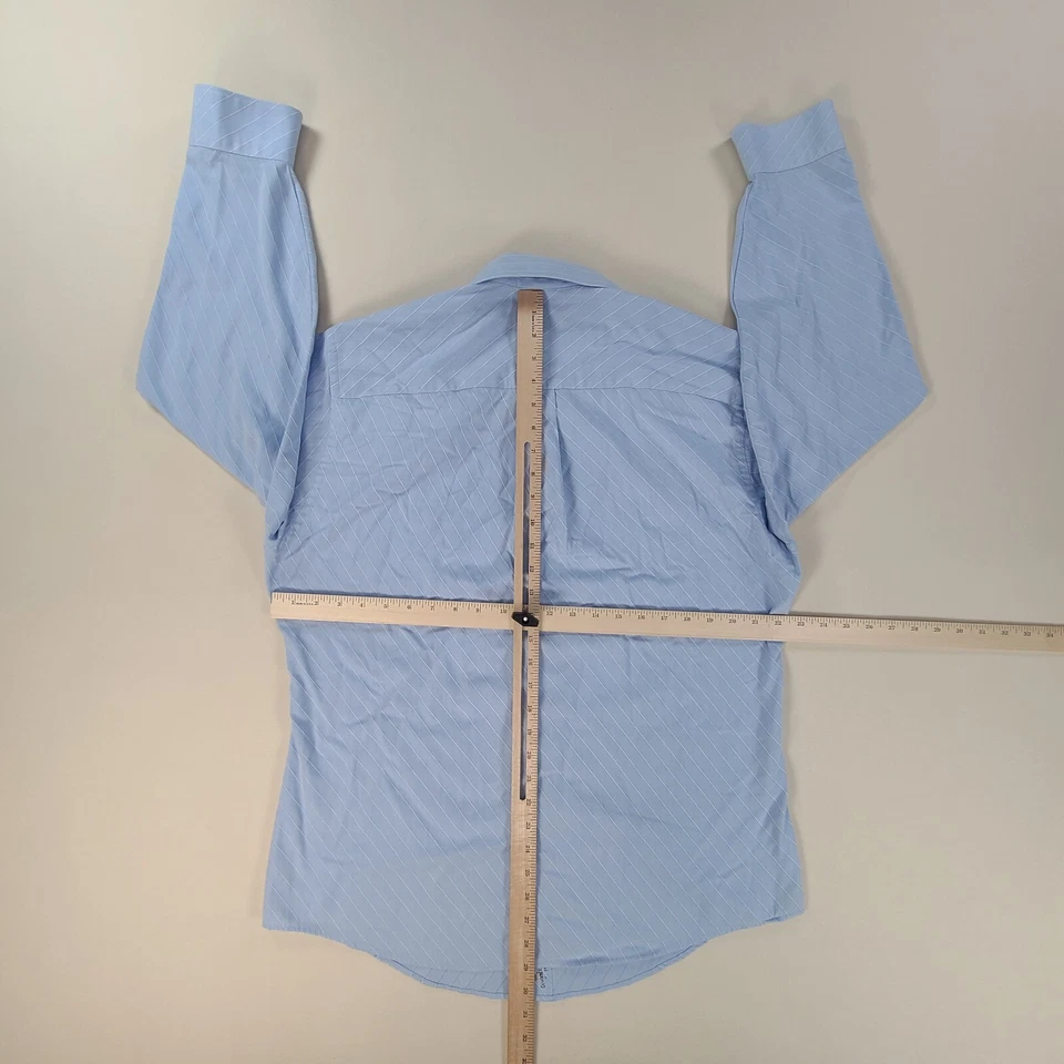 Geoffrey Beene Shirt Mens Large Blue Button Up Wrinkle Free Fitted Comfort - Image 3 of 4