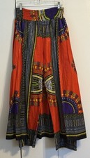 Karan African Maxi Women Cotton Chintz Skirt w/Pants Dashiki 2 Pocket Free Size