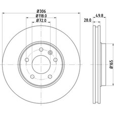 HELLA Bremsscheiben vorne Ø306 mm außenbelüftet für Nissan Primastar Kasten X83