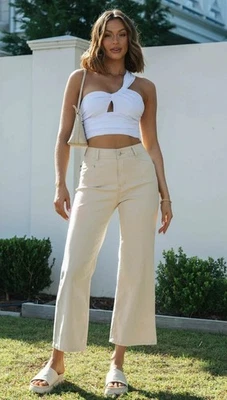 Womens Country Denim Aust J-Lo Wide Leg Crop Jeans Sand Beige Sz 10 BNWT - image 1 of 4