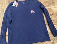 NWT Vineyard Vines Navy Blue Whale Snowboard Graphic Long Sleeve  Large