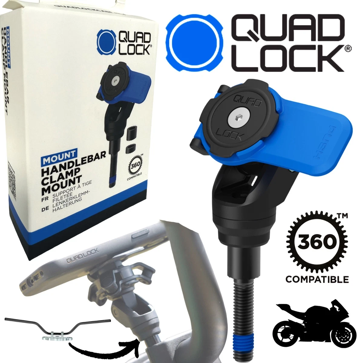 Support quadlock + Système Anti Vibration Pour Moto Neuf