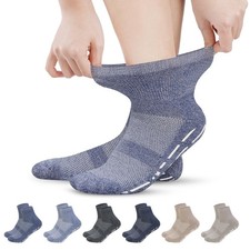 Bulinlulu Diabetic Socks Medium, Navy/Pale Blue/Navy Blue/Offwhite/Tan/Khaki