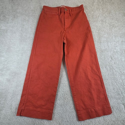 #ad Madwell Slim Emmett Wide Leg Crop Pants Burnt Orange Rust High Rise Womens 28 $37.80