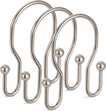 12 Pack Double Shower Curtain Hooks Rings, TENOVEL 12 12 Pack, Brushed Nickel
