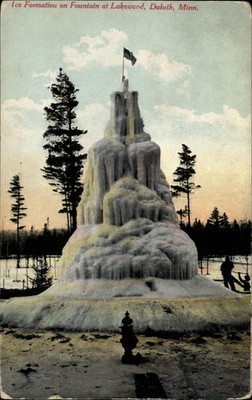 Fountain Ice Formation ~ Lakewood Duluth Minnesota MN ~ c1910 vintage postcard