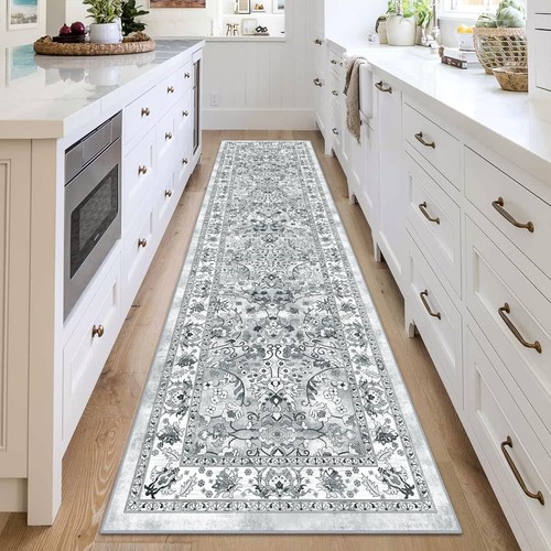 Tappeto Runner Lavabile, 2x8 Antiscivolo Vintage Corridoio Runner Tappeto con Schienale in Gomma... - Foto 3 di 9