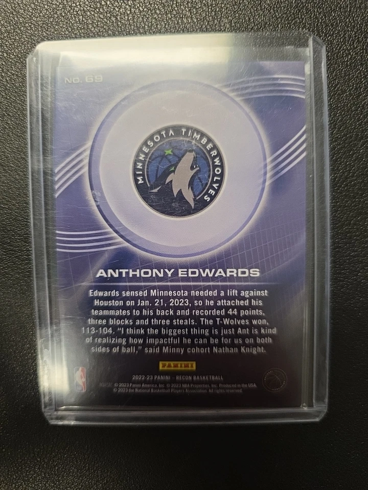 Anthony Edwards 2022-23 Panini Recon Bronze Card 134/299 #69 - Image 2 of 3