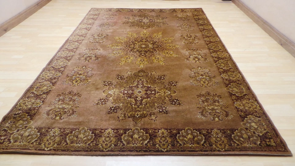 Large Persain Design Carpet Rug Wool Living Room Vintage 9ft 9" x 6ft 6"