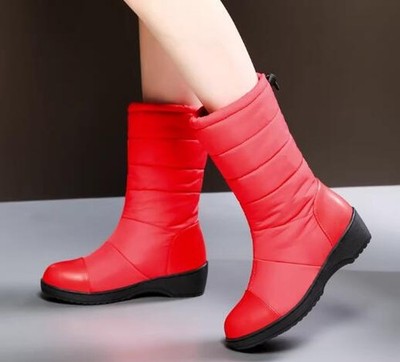 New Womens Round Toe water proof Flats Zipper Ankle Boots Thick Winter Shoes