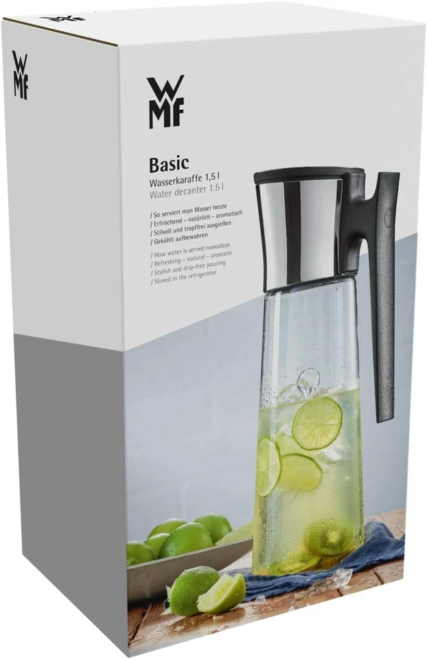 WMF Water Jug Basic 1,5L Height 31 cm Close-Up Closure Glasss Cromargan® Stainle - Image 4 of 4