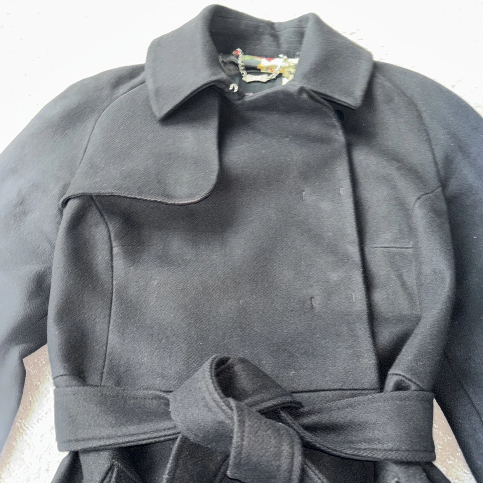 Trench coat Ted Baker Albine falda completa mezcla de lana con cinturón negro talla 3 EE. UU. talla 6-8 Foto 4 de 4