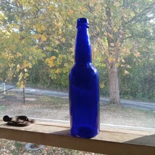 1880s APPLIED LIP A.B.G.CO (ADOLPHUS BUSCH GLASS CO) COBALT BLUE BELLEVILLE BEER