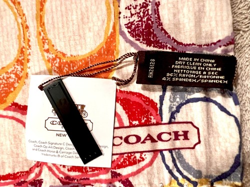 NWT COACH Poppy Dream Signature Scarf, Multicolor, 68" x 8", Tassels, Comfy - Picture 4 of 6