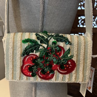 Beaded Tomato Garden Bag Handcrafted In India NEW Release Viral Striped Purse