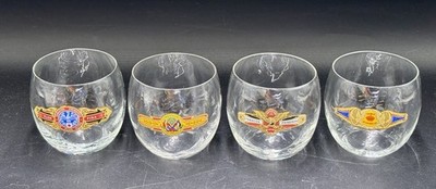 Vintage MCM Richard E Bishop Cigar Band Roly Poly Glasses Set Of 4 Original Box