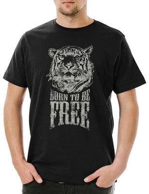 Born To Be Free Herren T-Shirt 4XL Angebot Vegan Vegetarier Veganer Tiger