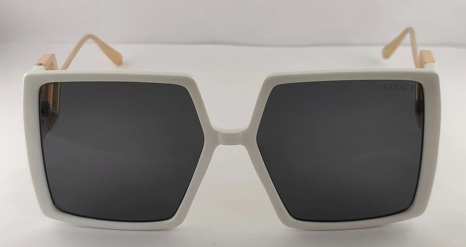 Gafas de sol Versace de lujo | Marco de plástico blanco [lentes negras 100 % con protección UV] Foto 2 de 4