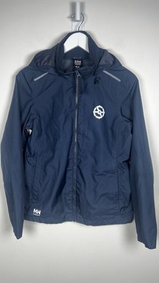 Helly Hansen Women s Small Navy Blue Crew Jacket Safe Harbor Logo Removable Hood