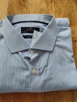 Jeff Banks Striped Light Blue And White Shirt Size 18