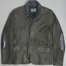 All Saints Jacket Mens Large Survey Leather Blazer Suede Waxed Allsaints