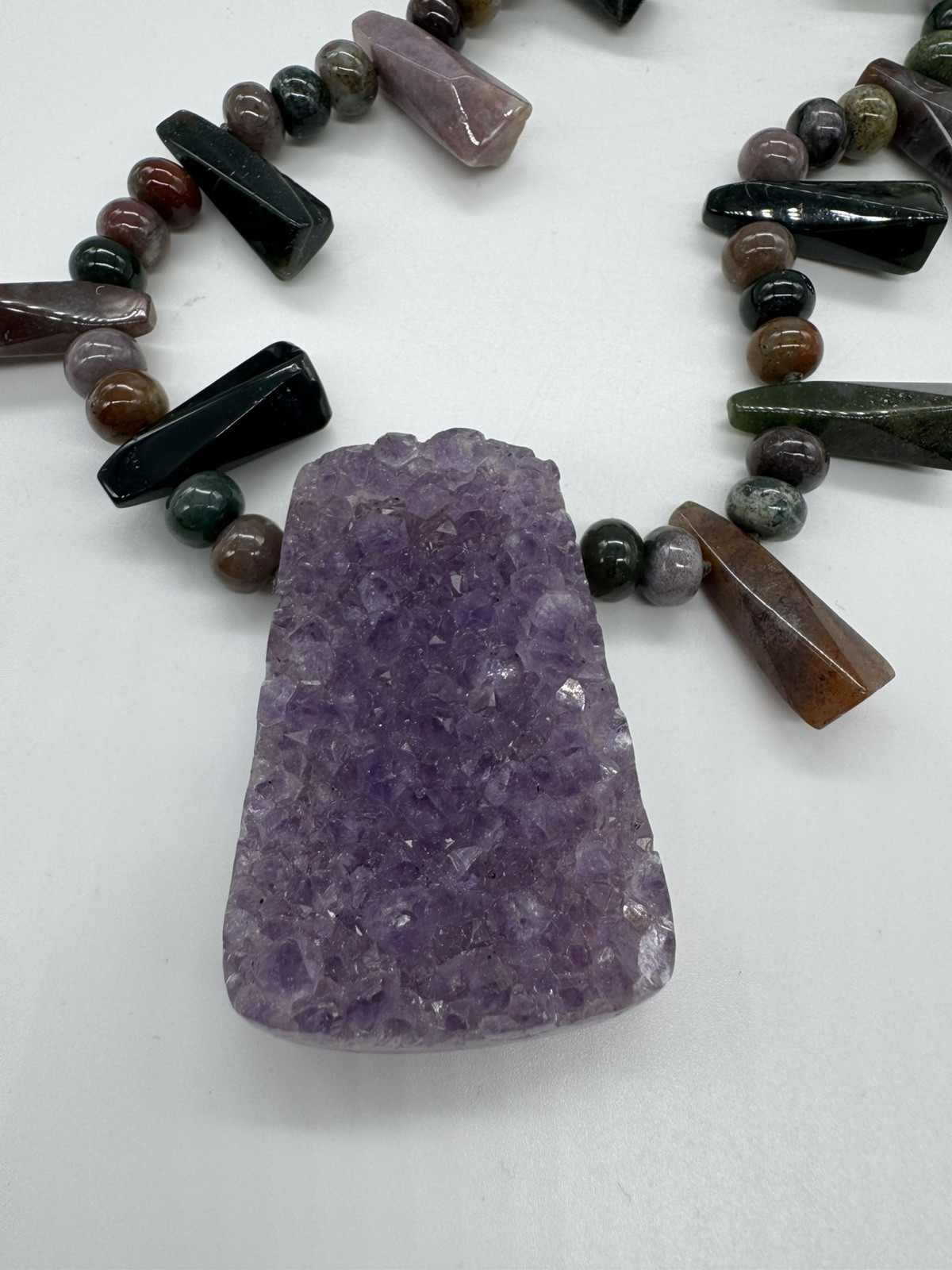 Amethyst Statement Necklace with Large Rough Amet… - image 2