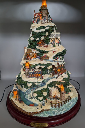 VINTAGE Thomas Kinkade Christmas The Harbor Illuminated Tree Bradford Editions