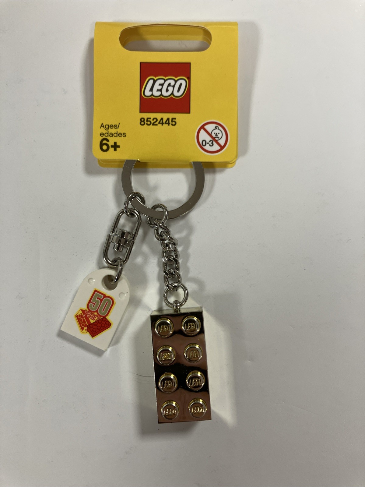 NEW Lego 50 years Anniversary Gold Brick Keychain -  2008 (852445)