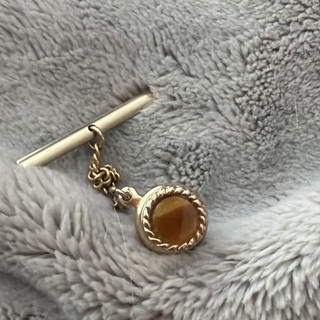 Tie Tack Gold Tone Oval Marbled Stone Vintage Men's Accessories