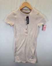 PrettyLittleThing Mini Dress Women's Size S Cream Bodycon Party Cocktail Ribbed