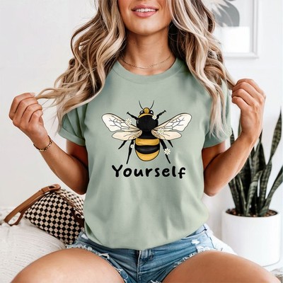 Bee Yourself Damen T-Shirt Biene Insekt Gänseblümchen Aquarell Design