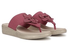 NEW LifeStride BZees Womens Bloom Flip-Flop Dusty Rose Denim 8 W - Vacay Ready