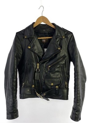 VANSON RIDERS JACKET DOUBLE 34 LEATHER Black SOLID Used