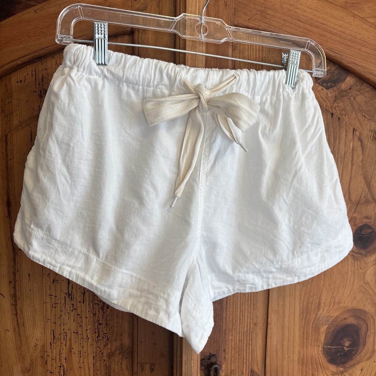 Anna Rae White Cotton Elastic Waist  Shorts Size Small View 2