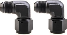 8AN Female to Male 90-Degree Swivel Hose Fitting Adapter, 2 Pcs, Black Aluminum