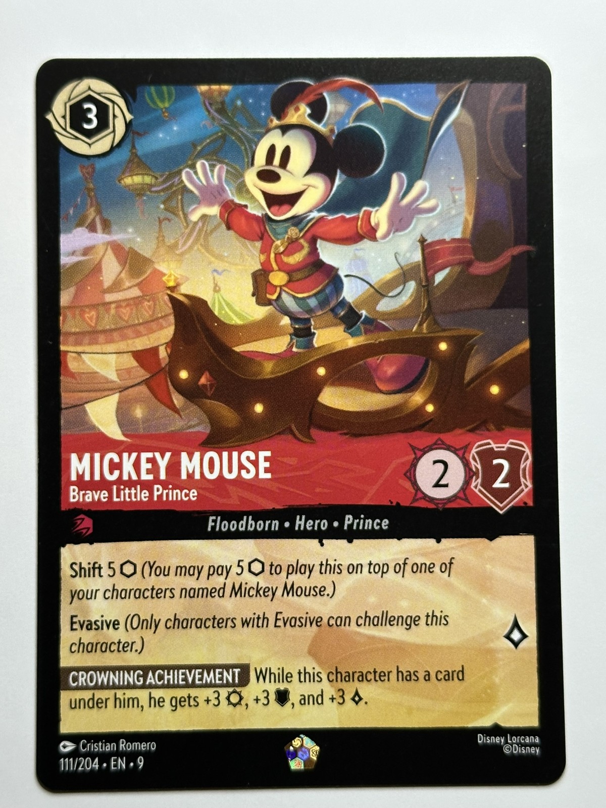 Mickey Mouse - Brave Little Prince Fabled 111/204 NM Lorcana Card