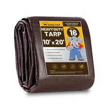 16 Mil Heavy Duty Waterproof Tarps, 10x20 Ft Finished Size Tarps, Premium Tar...