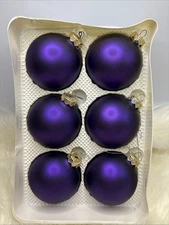 Visions By Holly Vintage Glass Ornaments 6 Satin Royal Purple 2.5" Christmas