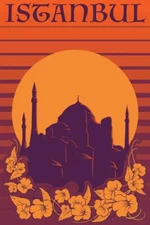 Istanbul Hagia Sophia Orange Retro Travel Laminated Dry Erase Sign Poster 12x18