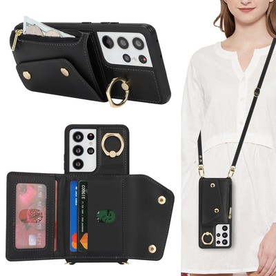 Hülle für Samsung Galaxy S21 Ultra Hülle mit Band Kartenhalter handyhülle Hül...
