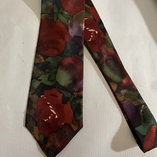 Silk  Neck Tie Guy Laroche 3"  Men's Paris Wide Burgundy Flower Made In USA