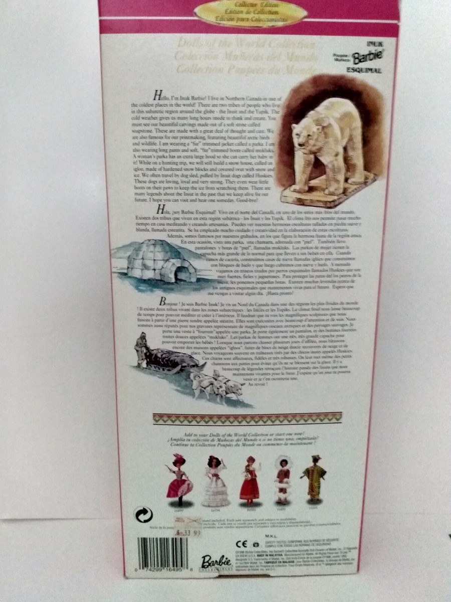 Poupée Barbie Inuk Esquimal - Mattel 1996 - 16495 - Rare - Occasion