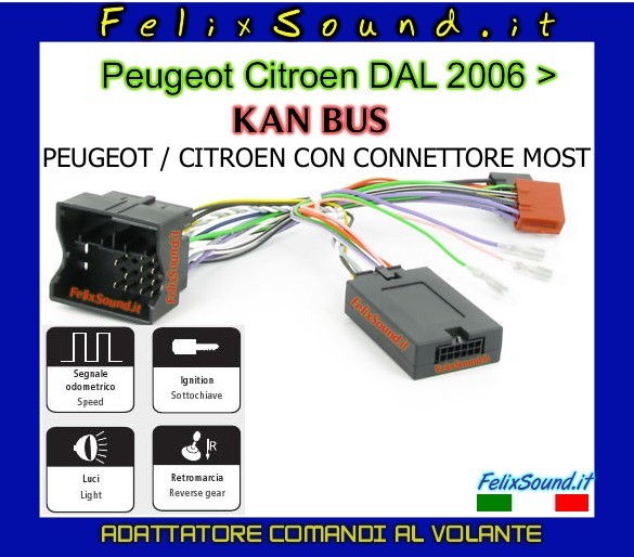 INTERFACCIA RECUPERO COMANDI AL VOLANTE PER CITROEN C3 CONNETTORE MOST CAN-BUS