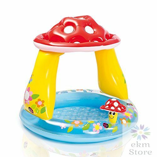 Mushroom Baby Pool 40"x35" Ages 1-3 Gentle Play Mushroom Sunshade +Repair Patch - Foto 9 di 12