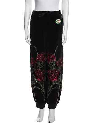 $3.8K GUCCI Flower Print Sequin Embellishments Sweatpants, S (fits large), NWT