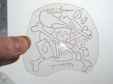 vtg 1960s 1970s Tattoo acetate stencil Gambling Bad Habits skull signed SK4