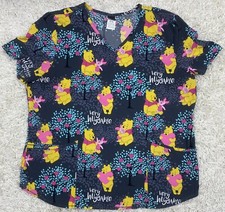 Disney Winnie The Pooh Scrub Top Women  s XL Black, Piglet Very Huggable