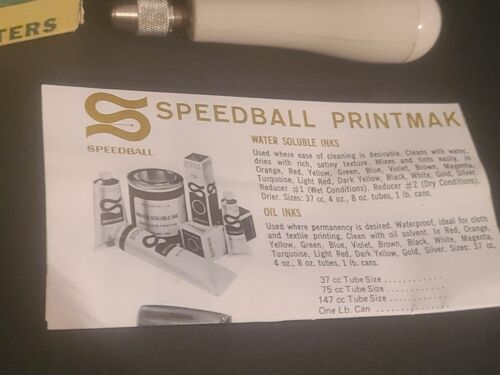 Vintage NEW IN BOX Speedball Linoleum Cutter No. 4131 with 5 Blades and Box - Picture 3 of 6