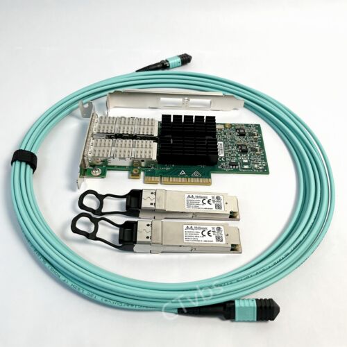 Adaptador QSFP de doble puerto Mellanox MCX354A-FCBT ConnectX-3 VPI 40/56GbE + Cable MPO - Imagen 1 de 38