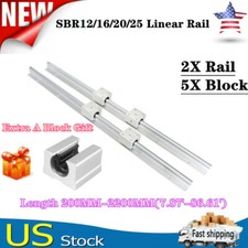 2X SBR12/16/20/25 Linear Rail Guide L200-2200MM Slide Shaft Rod 5X Bearing Block